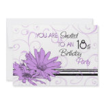Purple Floral 18th Birthday Party Invitation Cards