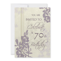 Purple Floral 70th Birthday Party Invitation Cards