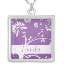 Purple Floral Bridal Party Gift Necklace