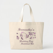 Purple Floral Butterfly Wedding Day Survival Kit Tote Bags