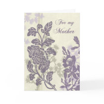 Purple Floral Mum  Wedding Day Thank You Card