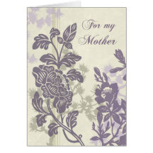 Purple Floral Mum  Wedding Day Thank You Card