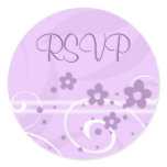 Purple Floral RSVP Wedding Envelope Seal Stickers