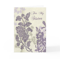 Purple Floral Sister Bridesmaid Thank You Card