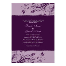 Purple Floral Swirls Wedding Invitation