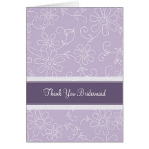 Purple Floral Thank You Bridesmaid Card