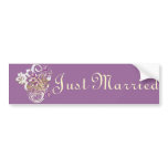 Purple Floral Wedding Invitation Set bumper stickers
