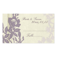 Purple Floral  Wedding Place Setting Cards Business Cards
