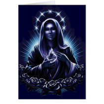 Purple Flower Blessed Virgin Mary Greeting Cards