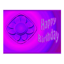 purple flower  happy birthday post cards