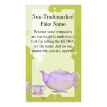Purple flower teapot and teacups business cards