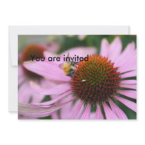 Purple Flower with Bee  You are invited Card