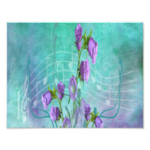 Purple Flowers and Musical Notes Art Photo