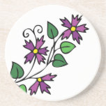 Purple flowers coaster floral design