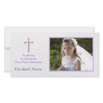Purple Flowers, Cross, Religious Photo Card