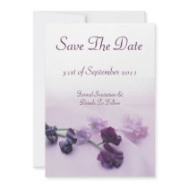 Purple Flowers Save The Date Invitation