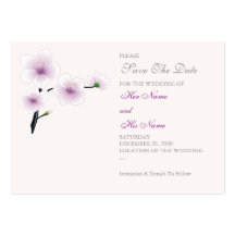 Purple Flowers Save The Date MiniCard Business Card