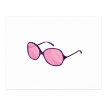 purple frame pink lenses beach sunglasses.png post card
