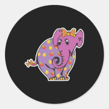 purple fruity elephant round sticker