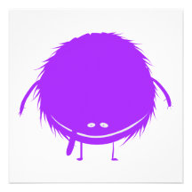 purple  fuzzy duzzle monster personalized invites