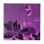 Purple Garden Flowers Ceramic Tiles