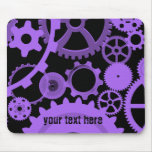 Purple gears on black mousepad to personalise