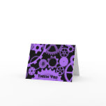 Purple gears on black Thank You card