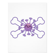 purple germy germ and crossbones design personalized invites