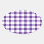 Purple Gingham Oval Stickers