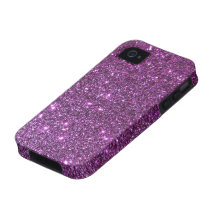 Purple Glitter Glam Sparkles -Faux Design Case-Mate iPhone 4 Cover