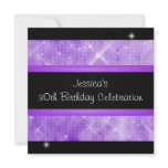 Purple Glitter Silver Lights Black 30th Birthday Personalized Invites