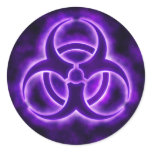 Purple Glow Biohazard Symbol Sticker