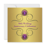Purple Gold 50th Wedding Anniversary Party invitations