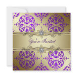 Purple Gold Damask Purple Party invitations