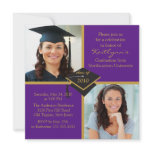 Purple & Gold Photo Graduation Invitation