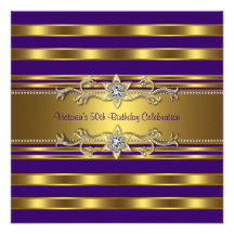 Purple Gold Womans 50th Birthday Party Custom Invite