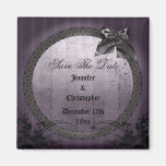 Purple Gothic Frame Save The Date Wedding Refrigerator Magnet