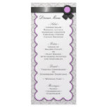 Purple & Gray Damask Wedding Reception Menu rack cards