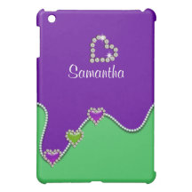 Purple green glitter heart name