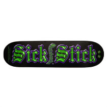 Purple & Green on Black ~ Sick Stick Logo Pro Deck