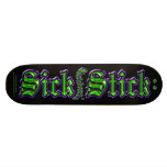 Purple & Green on Black ~ Sick Stick Logo Pro Deck skateboards