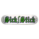 Purple & Green on Clear ~ Sick Stick Logo Pro Deck skateboards