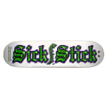 Purple & Green on White ~ Sick Stick Logo Pro Deck skateboards