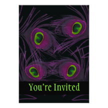 Purple & Green Peacock Feather Collage Card