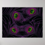 Purple & Green Peacock Feather Collage Posters