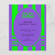 purple green stripe party full colour flyer