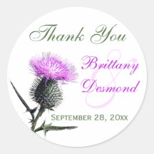 Purple, Green, White Thistle 1.5" Diameter Sticker