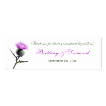 Purple, Green, White Thistle Flower Favour Tag Business Card Template