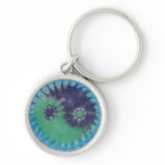 Purple Green Yin Yang Tie Dye Key Chain