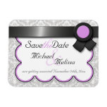Purple & Grey Damask Save the Date flat Magnet